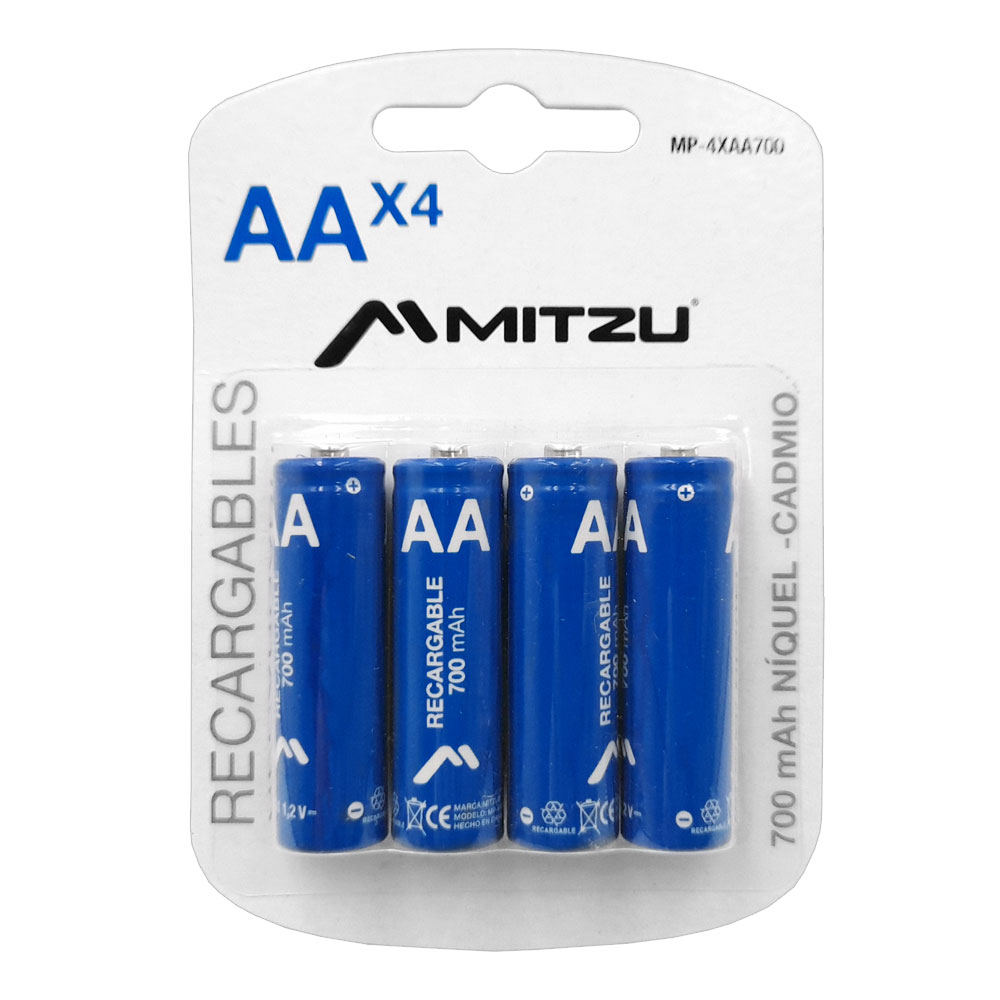 Pila Recargable AA Mitzu MP-4XAA700 700 MAH NI-CD 4 PZ/BL