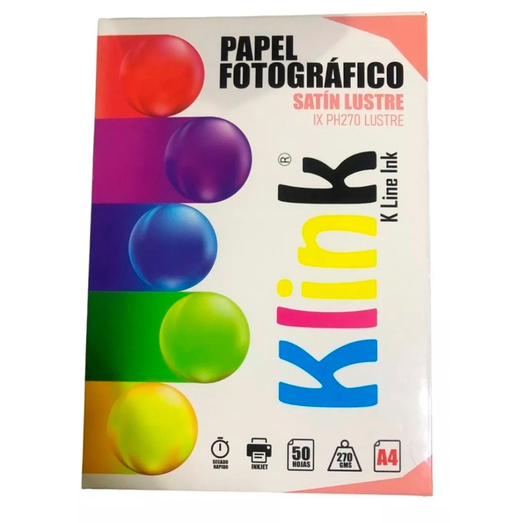 PAPEL FOTOGRAFICO A4 Acabado Tipo Lustre 50 Hojas Klink