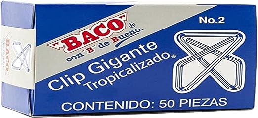 Caja C/50 Clip Gigante Baco Zincado #2 Mariposa