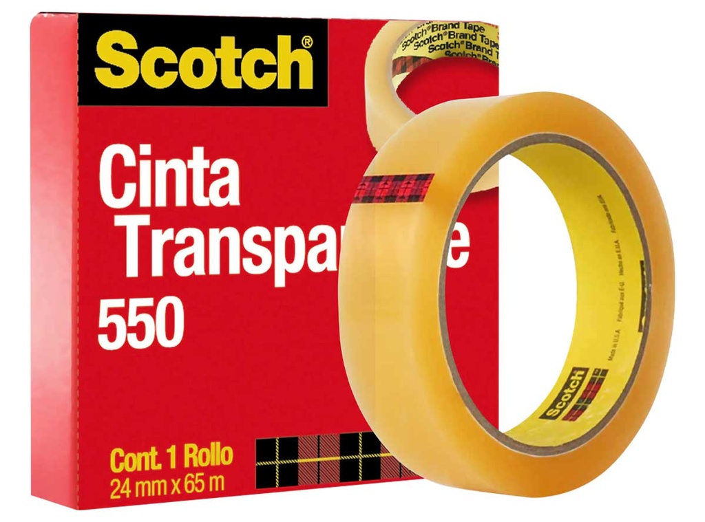 [021200518300] Cinta Adhesiva Scotch 550 3M Transparente 24mm x 65m (E.12)(C.36)