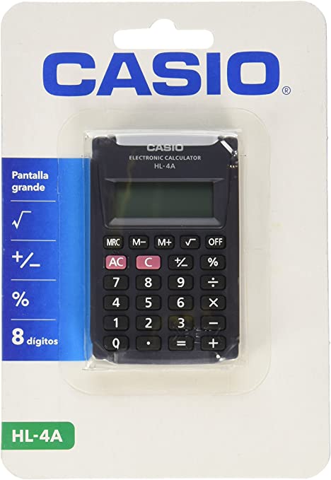 CALCULADORA BOLSILLO CASIO HL4A-S BL. C/1 8 DIGITOS