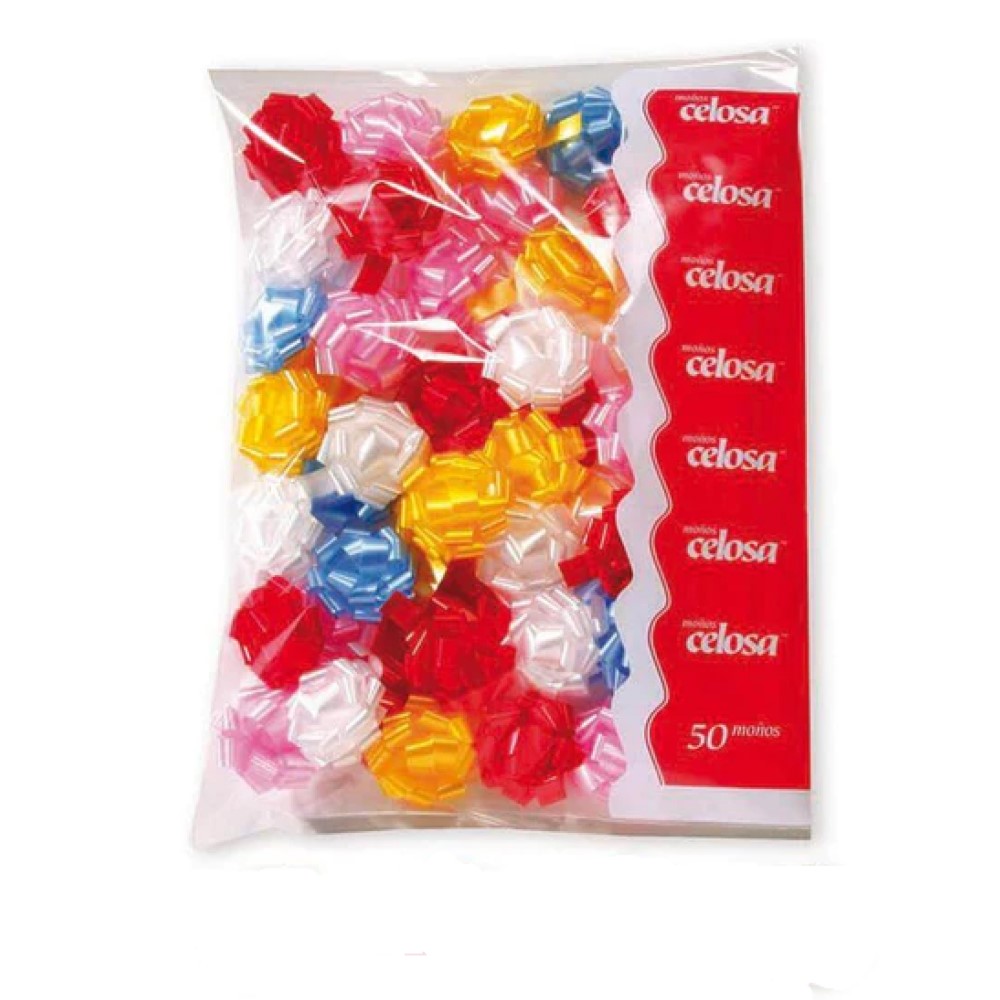 Bolsa C/50 Moño Mini Pon Pon Colores Claros Janel