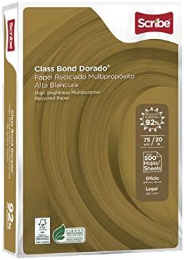 PAQUETE C/500 HOJA OFICIO CLASBOND SCRIBE DORADO