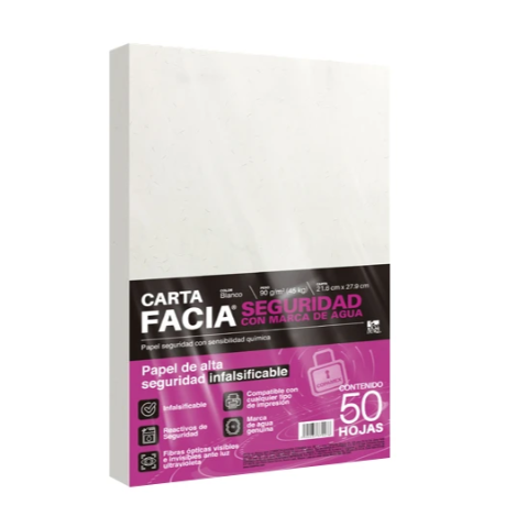 [PAPSEG50] Paquete C/50 Hoja Papel Seguridad Copamex Carta (C.40)