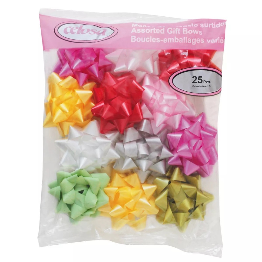 Bolsa C/25 Moño Mediano Pon Pon Colores Claro Janel