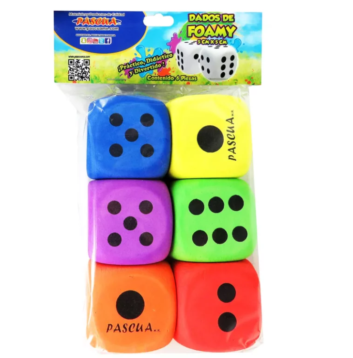 [DAF-5506SUR] Paquete C/6 Dado Fomy Pascua De Colores 5cm x 5cm