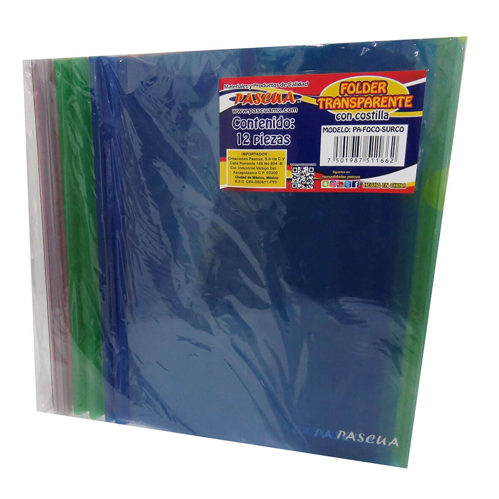​Paquete C/12 Folder Con Costilla Pascua Colores (C.10)