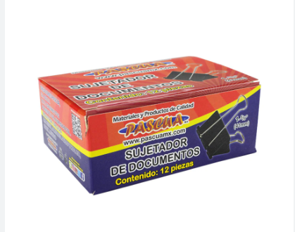 Caja C/12 Pinza Sujeta Papeles Pascua 41mm