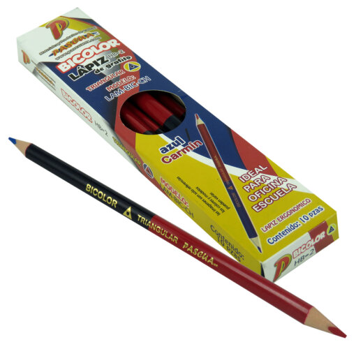 [LAM-BIC-CH] LAPIZ PASCUA BICOLOR DELGADO TRIANGULAR CAJA C/10