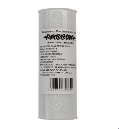 Rollo de Tulle Diamantado Blanco Iris 15cmx9m Pascua (E.12) (C.96)