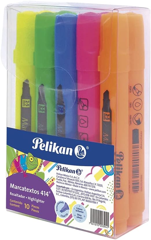 [30160400] MARCATEXTOS PELIKAN 414 COLORES SURTIDOS C/10 PZ