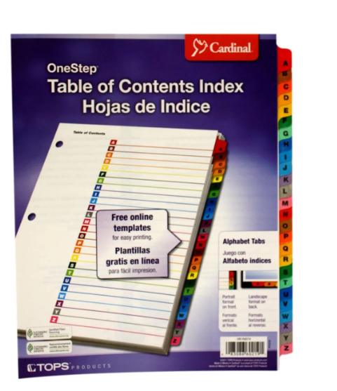 [E60218] Separador Cardinal Omni-Dex Carta A-Z