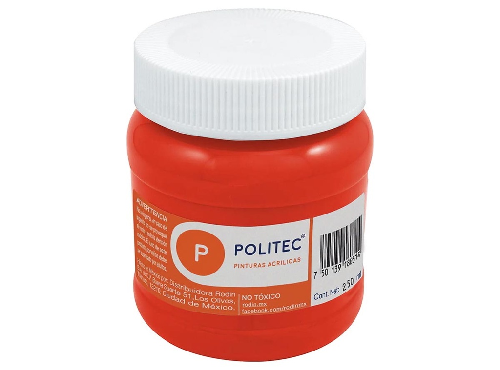 Pintura Acrílica Rodin Politec Rojo 250ml (C.12)