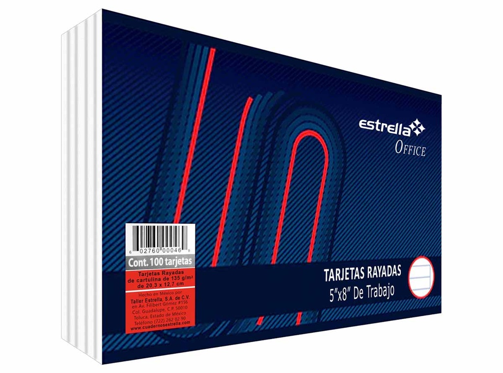 Tarjeta Estrella 5"x8" 100T Rayado de Trabajo (C.40)