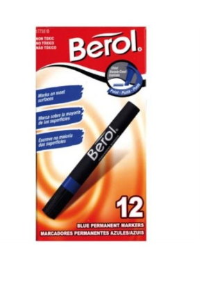 MARCADOR PERMANENTE BEROL AZUL CAJA CON 12 PIEZAS