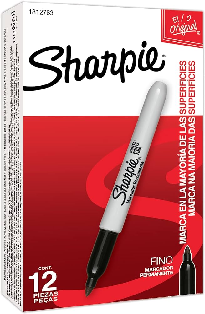 MARCADOR PERMANENTE SHARPIE P/FINO NEGRO CAJA CON 12 PIEZAS