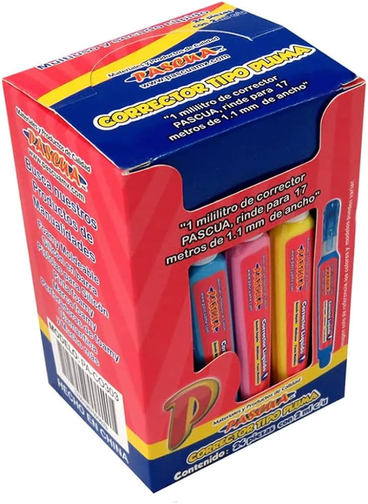 CORRECTOR LIQUIDO PASCUA PLUMA 2ML CAJA C/24 PA-CO303