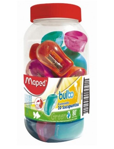 SACAPUNTAS PLASTICO MAPED BULBO SENCILLO BOTE 20 PIEZAS