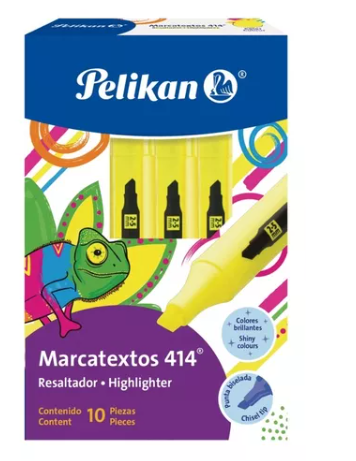 MARCATEXTOS PELIKAN 414 AMARILLO CAJA CON 10 PIEZAS