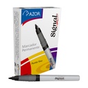 Paquete C/12 Marcador Permanente Azor Signal Punto Fino Negro