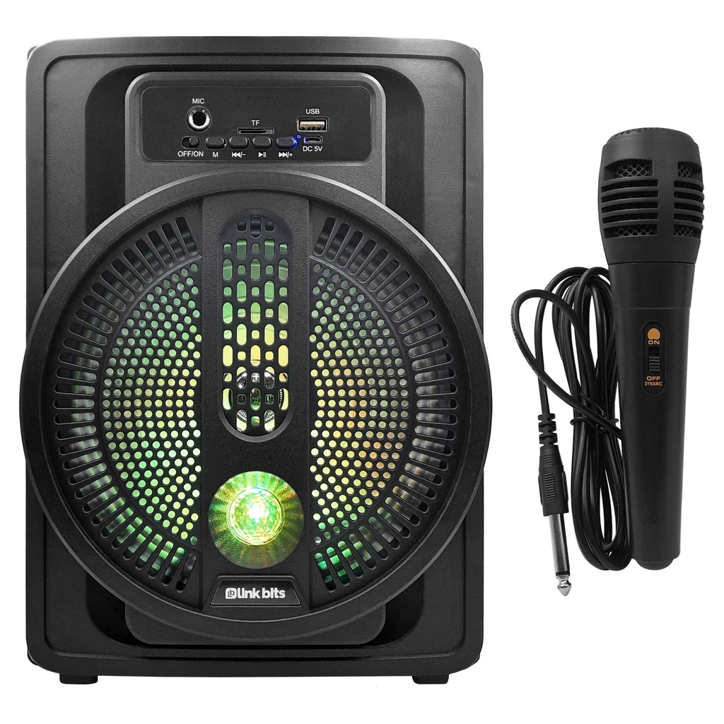 Bocina Bluetooth 8 Pulgadas SA8056T Luces LED Decorativas Micrófono Alámbrico 10W Radio FM Conexión TWS Link Bits (C.12)