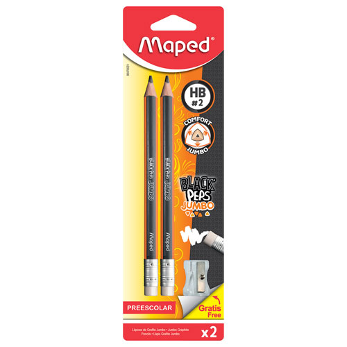 Lapiz Maped Black Peps Jum. Triang. Bl/2 +Saca.