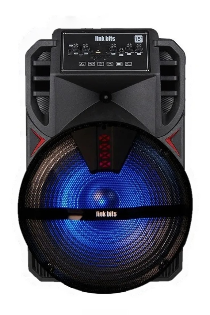 Bocina Bluetooth Link Bits 15 Pulgadas BM15014K Radio Fm, Micrófono, Control Remoto, Auxiliar, Luz Led