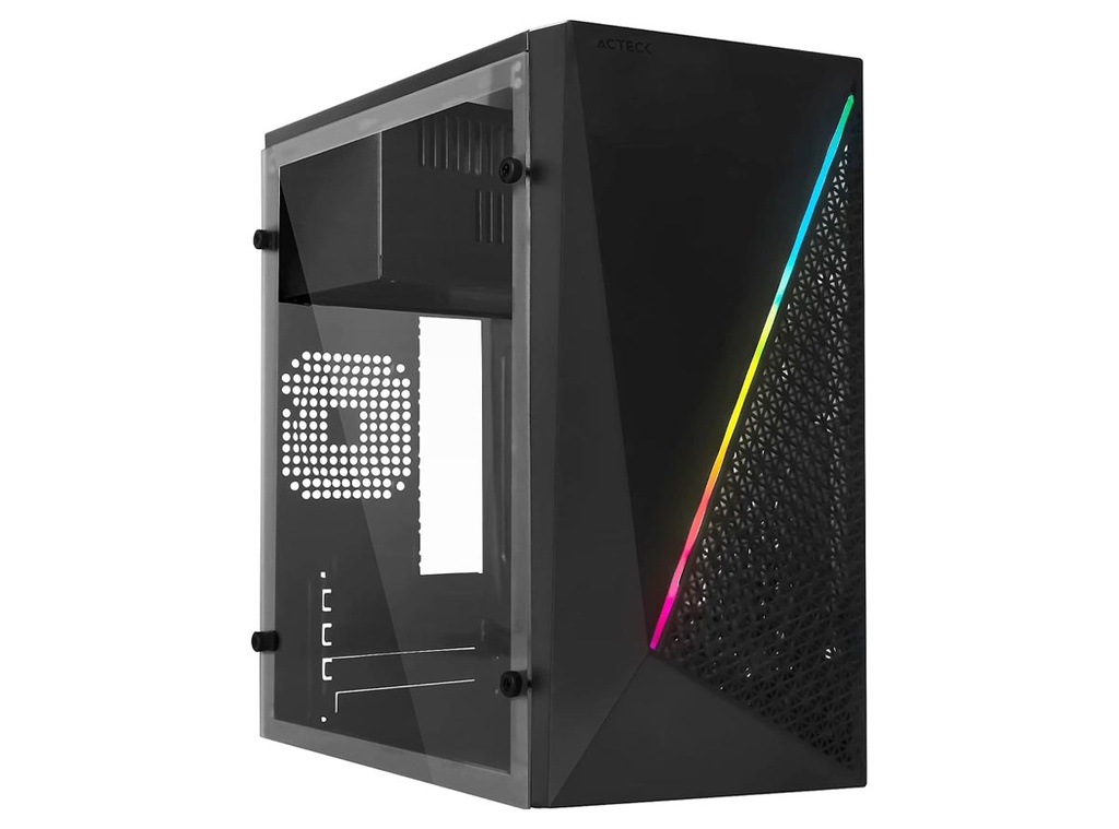 Gabinete Acteck AC-933070 Kioto NEGRO RGB con Fuente de Poder 500W Micro Tower