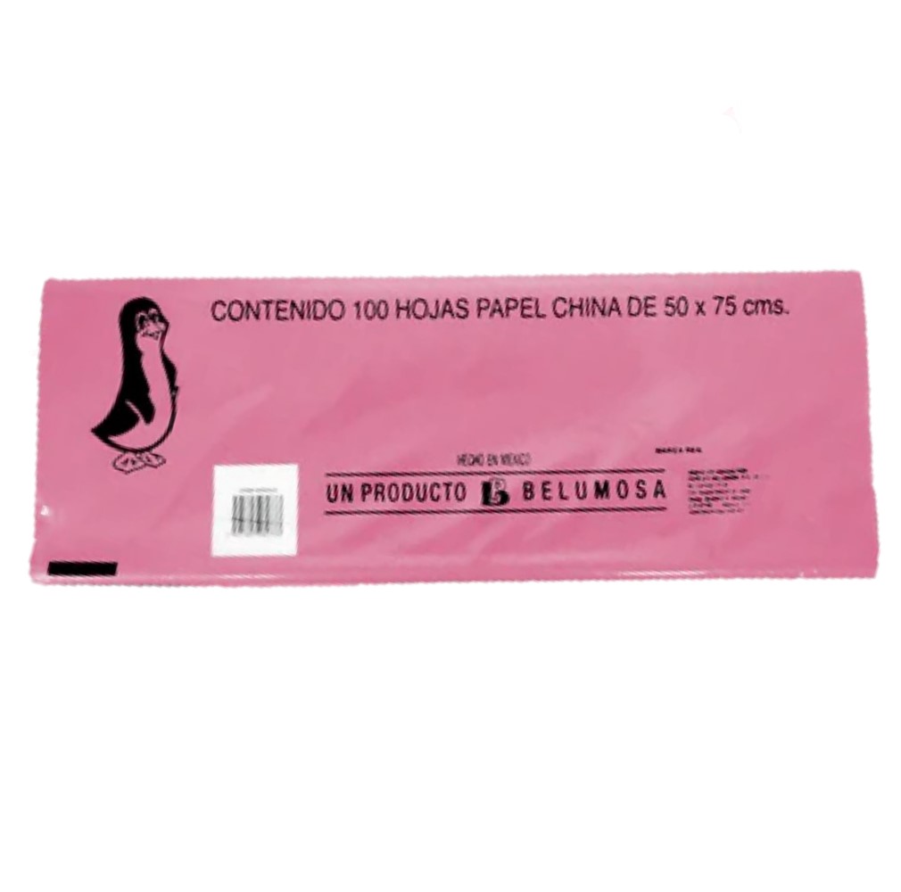 Paquete C/100 Papel De China Pinguino Rosa Palido 50X75cm