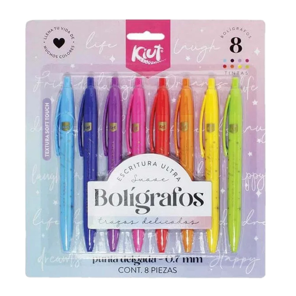 [557219] Blister C/8 Boligrafo Kiut .7mm Colores Surtido 557219 (C.12)