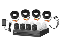 [DH-KIT/XVR1B04-I/4-B1A11N-0280B] Kit De DVR 4 Canales De 1Mp H265/4 Cámaras B1A11 Con Accesorios Incluidos 4 Canales De Inteligencia Artificial SMD DH-KIT/XVR1B04-I/4-B1A11N-0280B Dahua