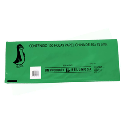 [PAQ100-CHVERDEBAND] Paquete C/100 Papel De China Pinguino Verde Bandera 50X75cm