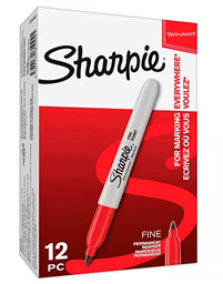 [PAQ12-0034ROJ] Paquete C/12 Marcador Permanente Sharpie Punto Fino Rojo