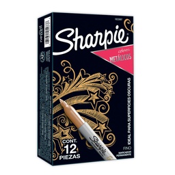 [PAQ12-0034ORO] Caja C/12 Marcador Permanente Oro Sharpie P/Fino 