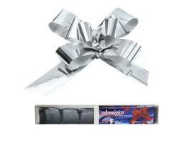 [PAQ50-131631] Paquete C/50 Moño Gigante Metalico Plata Celomagico