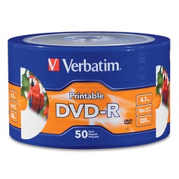 [DVDVEI-50] 50 Dvd-r imprimible Verbatim 16X 4.7 GB