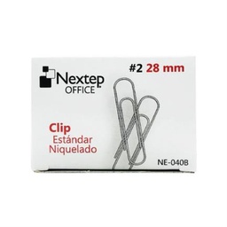 [NE-040B] Paquete C/10 Clip Estándar Nextep Niquelado #2 28mm 100 piezas