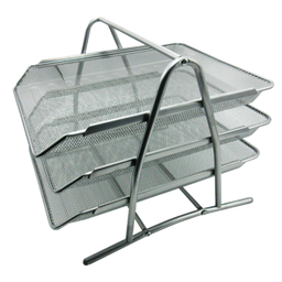 [NE-162P] Charola Organizadora Malla Metálica de 3 Niveles Plata Tipo Oficio Nextep (C.12)
