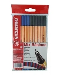 [88/12-1] Estche C/12 Rotulador Stabilo Point 88 Mix Básicos 88/12-1