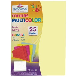 [PU0006] Paquete C/25 Folder Carta Multicolor Amarillo Pastel PU0006