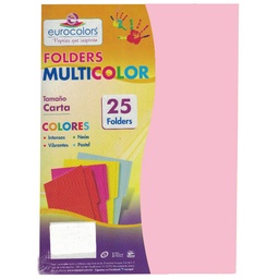 [PU0007] Paquete C/25 Folder Carta Multicolor Rosa Pastel PU0007