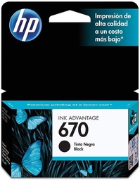 [CZ113AL] Cartucho Tinta Original Hp 670 Negro