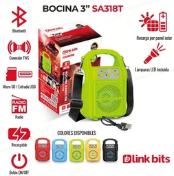 [SA318T] Bocina 3 Pulgadas SA318T Bluetooth Lampara Led Incluida Link Bits (C.60)