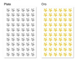 [PAQ25-066-0] Paquete C/25 Planillas Estrellitas Oro / Plata Autoadherible Padi