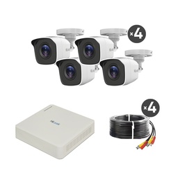 [KIT7204BP(C)] Kit Camaras Bala Hikvision KIT7204BP (C) Policarbonato Dvr 4 canales 720p lente fijo 2.8 mm Video full Hd salida dual Vga/Hdmi