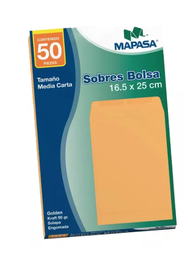 [IA0482] Sobre Bolsa Media Carta 16.5x25 Golden kraft IA0315 (E.50)