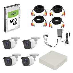 [HIK-4CH-1MP-1TBHDD] Kit Camaras Bala Hikvision KIT7204BP (C) Policarbonato Dvr 4 canales 720p lente fijo 2.8 mm Video full Hd salida dual Vga/Hdmi + Disco Duro Genérico New Pull 3.5 Pulgadas 1TB