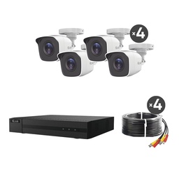 [HL24LQKITS-M(B)] Kit Camaras Hilook Lite 2 Mp HL24LQKITS-M(B) Dvr 4 Canales Fuente De Poder/ Accesorios