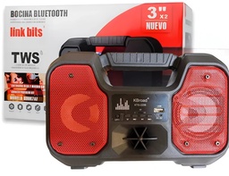 [KTS-2206] Bocina Bluetooth 3 Pulgadas X2 KTS-2206 Luz Led Multicolor Radio Fm Micrófono Inalámbrico Link Bits (C.24)