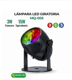 [MQ-005] Lampara Led Giratoria 3W MQ-005 Luz Led RGB Base Ajustable Megaluz (C.50)